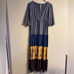 BEAUTIFUL UNCLE FRANK ANTHROPOLOGIE MAXI DRESS‎ Small Women's Gray Boho Hippie